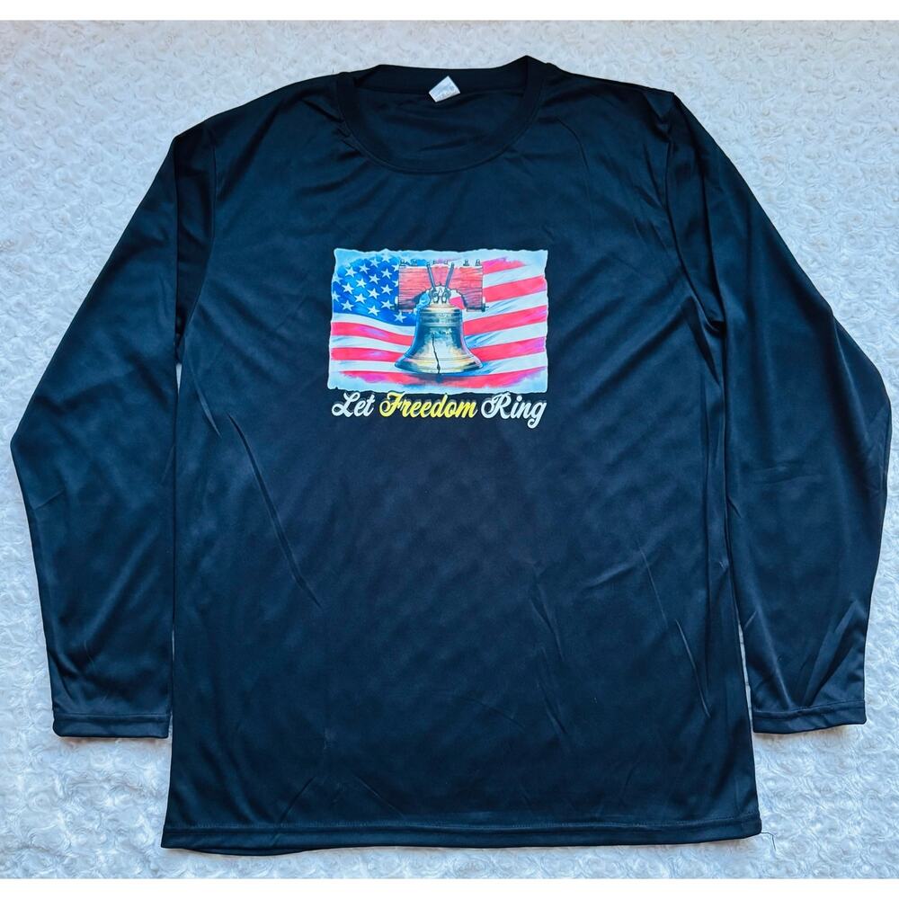 Armored Mens LET FREEDOM RING Performance Long Sleeve Liberty Bell Shirt Large